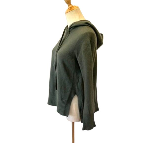 Banana Republic New Way Hi Low Green Knit Hoodie Sweater Small Merino Wool - Picture 2 of 9